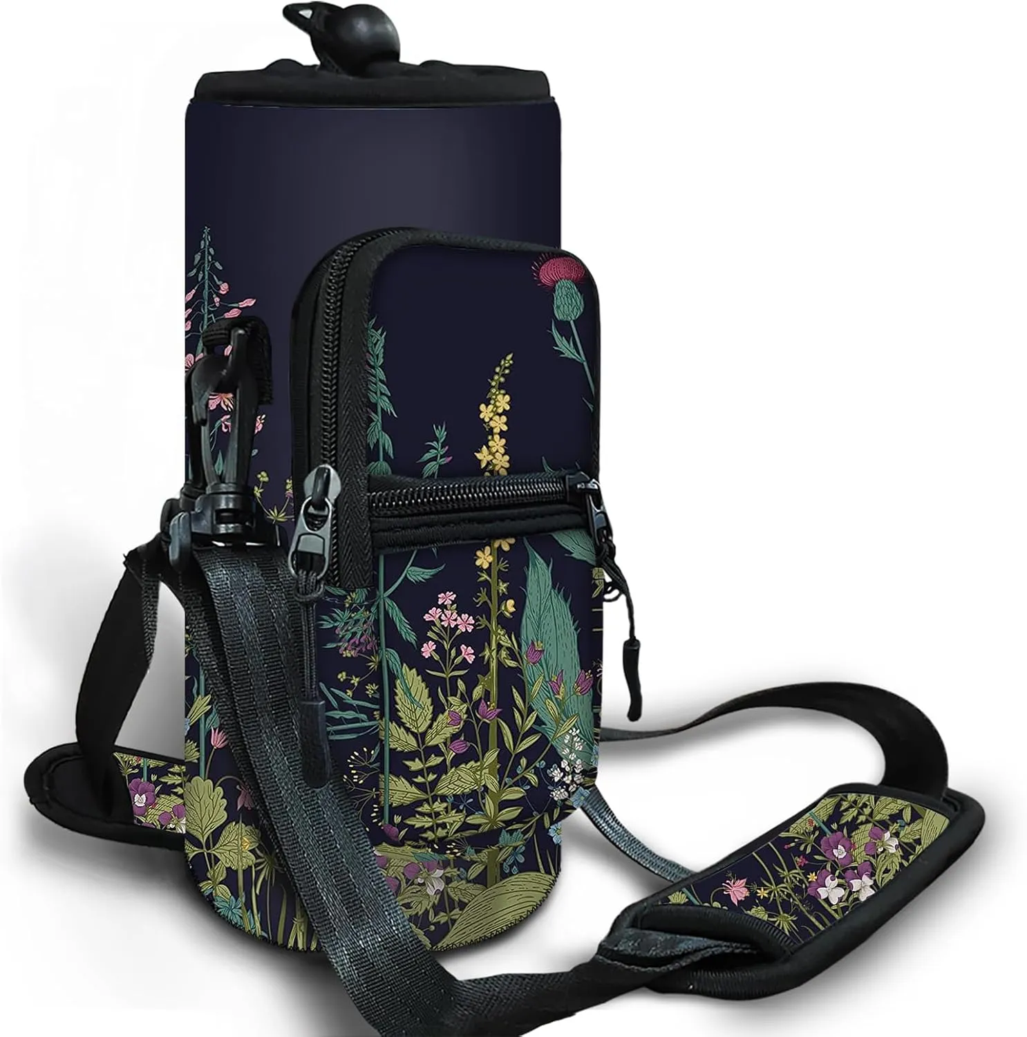 Dinky Water Bottle Carrier Bag with Adjustable Shoulder Strap - Neoprene Pouch Sleeve for Hiking, Camping and Fishing - Compatible with 32 oz, 40 oz Bottles
