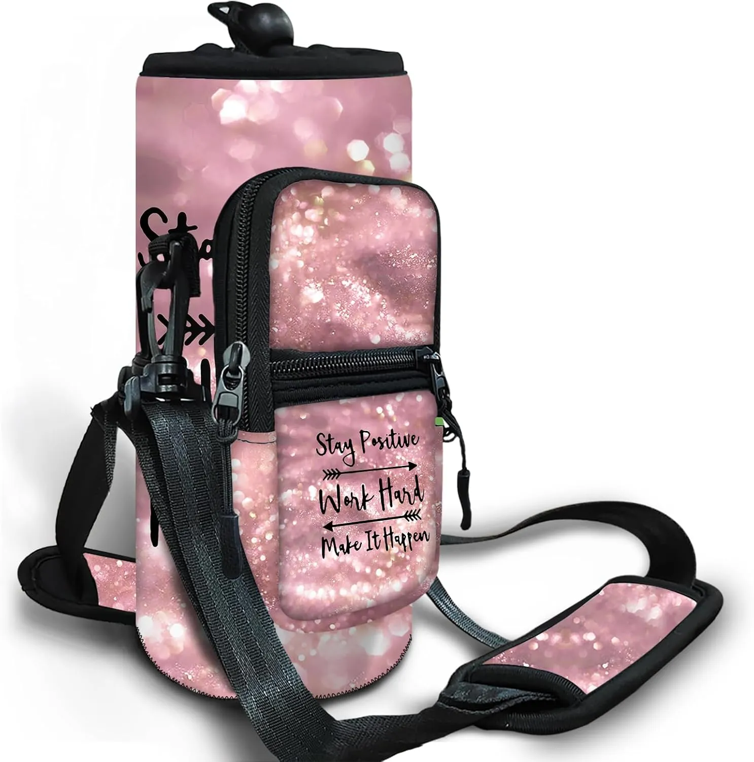 Dinky Water Bottle Carrier Bag with Adjustable Shoulder Strap - Neoprene Pouch Sleeve for Hiking, Camping and Fishing - Compatible with 32 oz, 40 oz Bottles