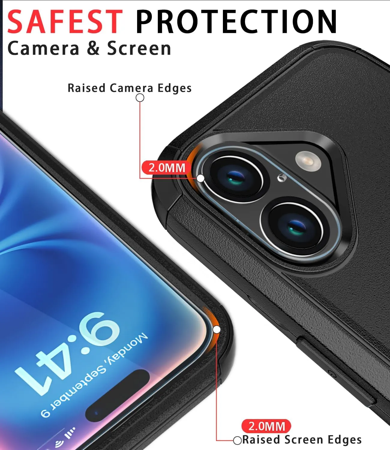 Diverbox for iPhone 16 Case [Compatible with MagSafe] [Shockproof] [Dropproof] [Tempered Glass Screen Protector   Camera Protectors] Heavy Duty Protection Phone Cover for iPhone 16 (Magnetic Black)