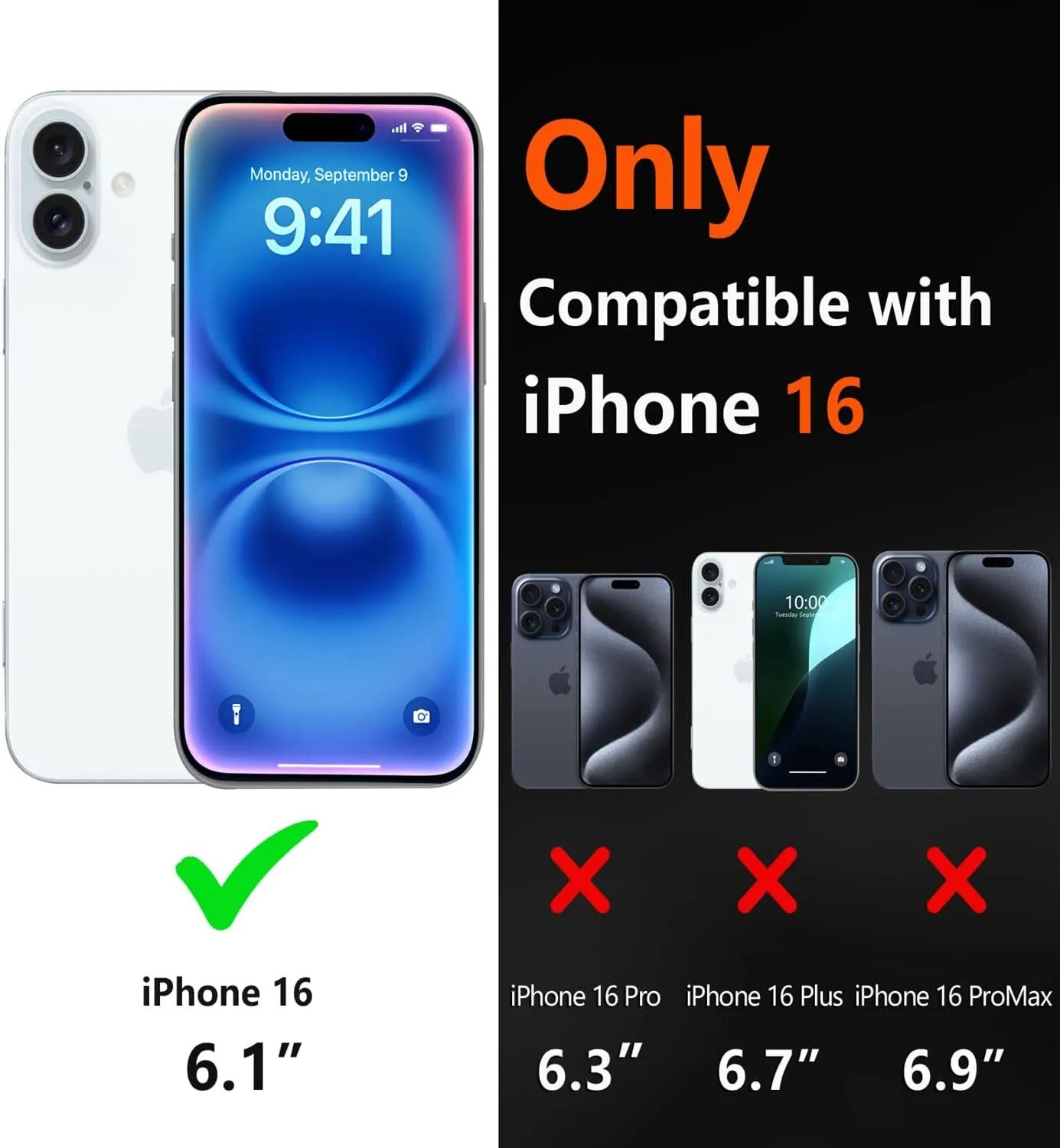 Diverbox for iPhone 16 Case [Compatible with MagSafe] [Shockproof] [Dropproof] [Tempered Glass Screen Protector   Camera Protectors] Heavy Duty Protection Phone Cover for iPhone 16 (Magnetic Black)
