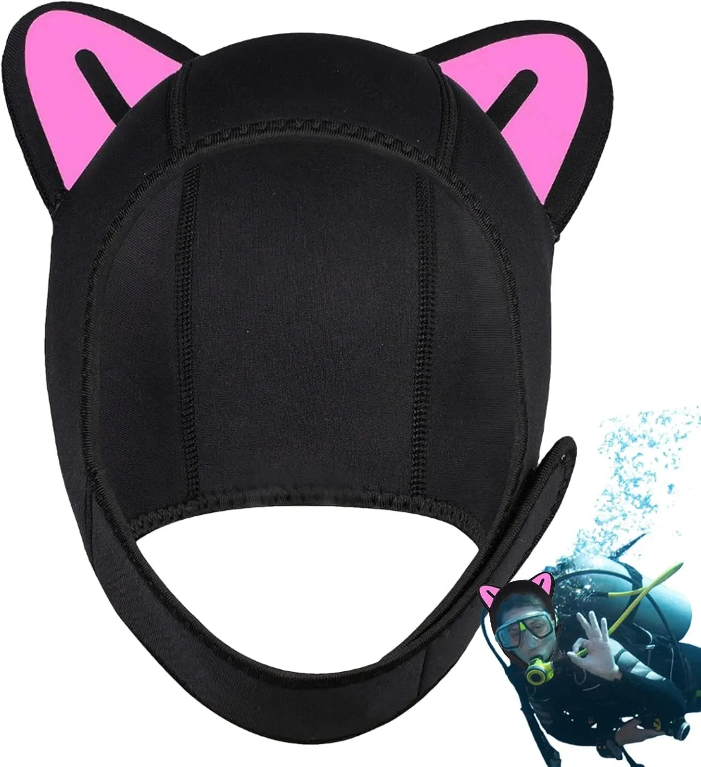 Diving Hats for Men, Warm Swim Hat | UV-Proof Elastic Diving Hats | Cat Ears Swimming Hats, Multipurpose Swimming Gear