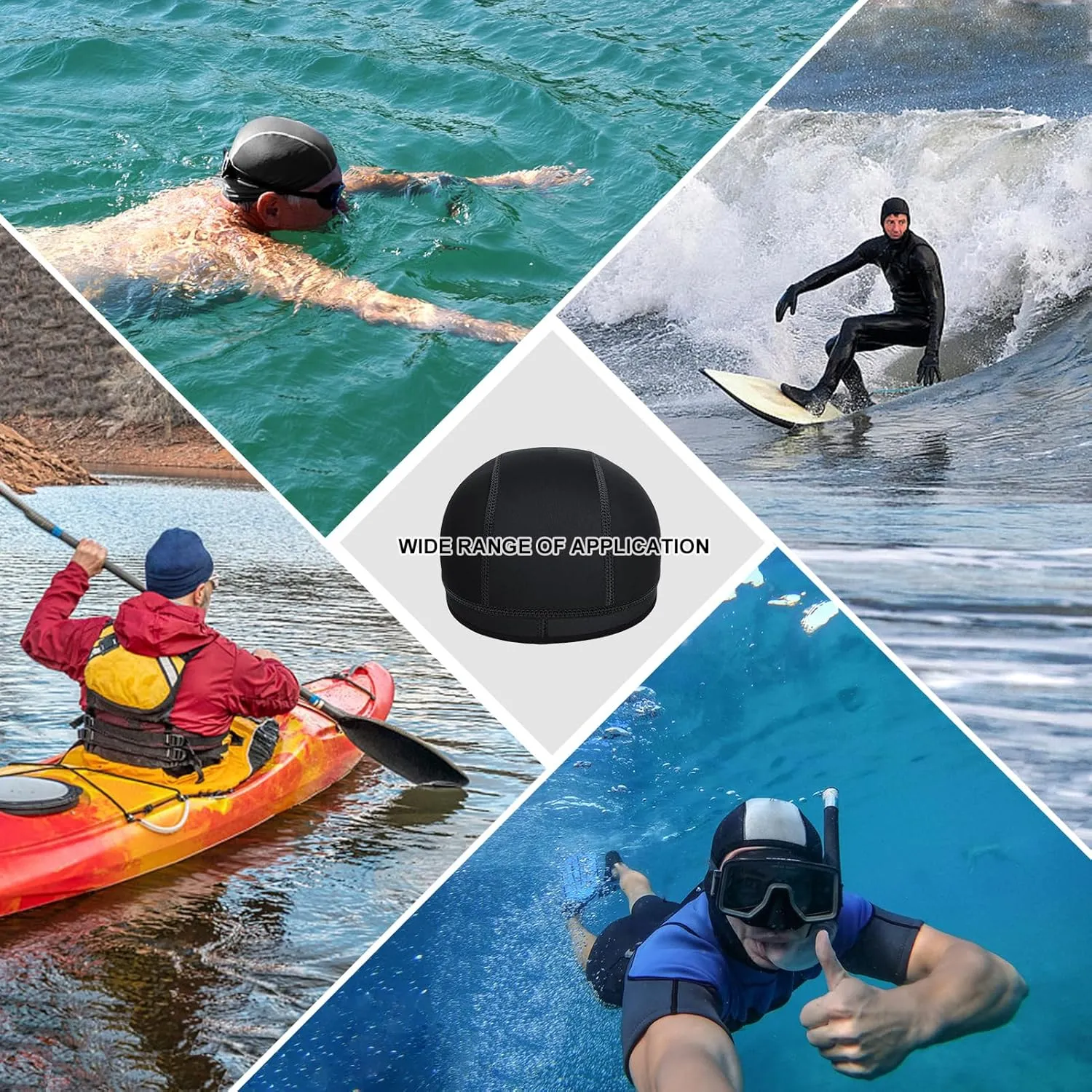 Diving Hood Neoprene Wetsuit Cap 2mm Thermal Swimming Scuba Beanie Girls Boys Toddler Kids Youth Men Women Keeps Long Curly Braids Hair Clean for Surfing Beach Hike Windsurfing