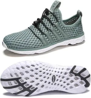 DLGJPA Men's Lightweight Quick Drying Water Shoes for Beach or Water Sports Slip On Walking Shoes Green 10.5