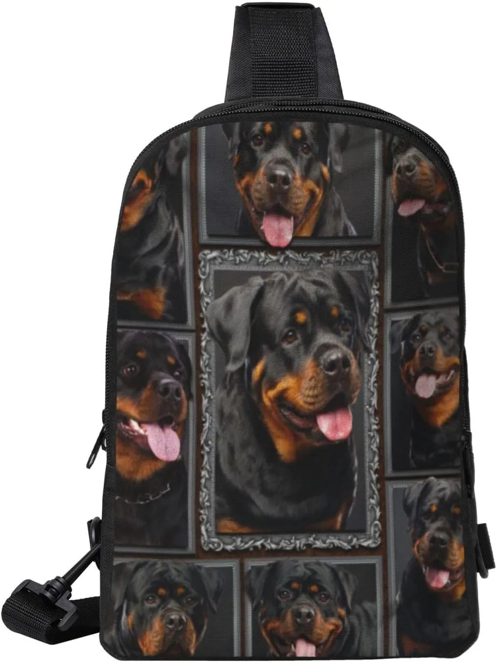 Dog 3D Funny Rottweiler Rottie Dog Lovers Fashion Crossbody Bag and Chest bag for Men Women with Adjustable Strap