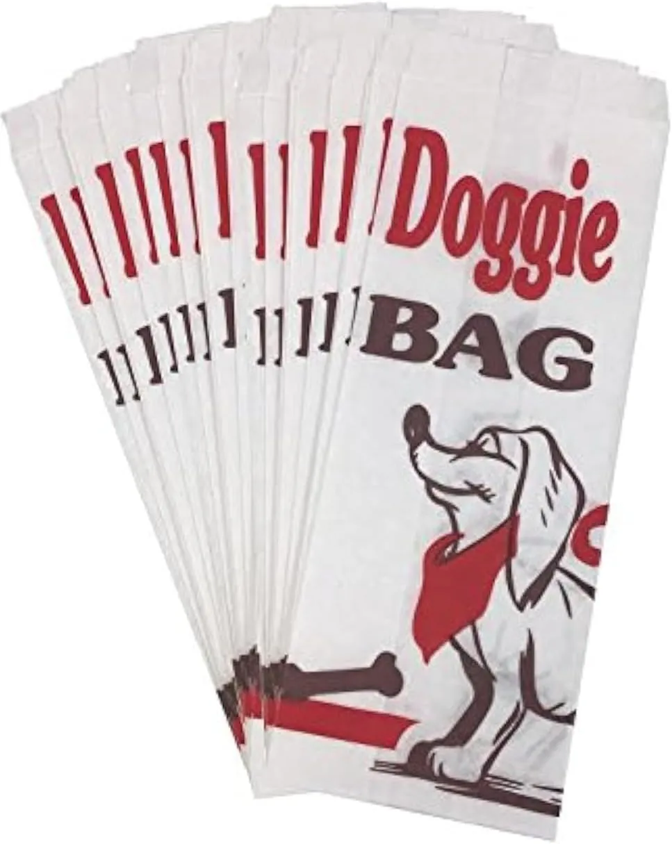 Dog Birthday Party Treat Paper Sacks - Black White Red - 60 Bags