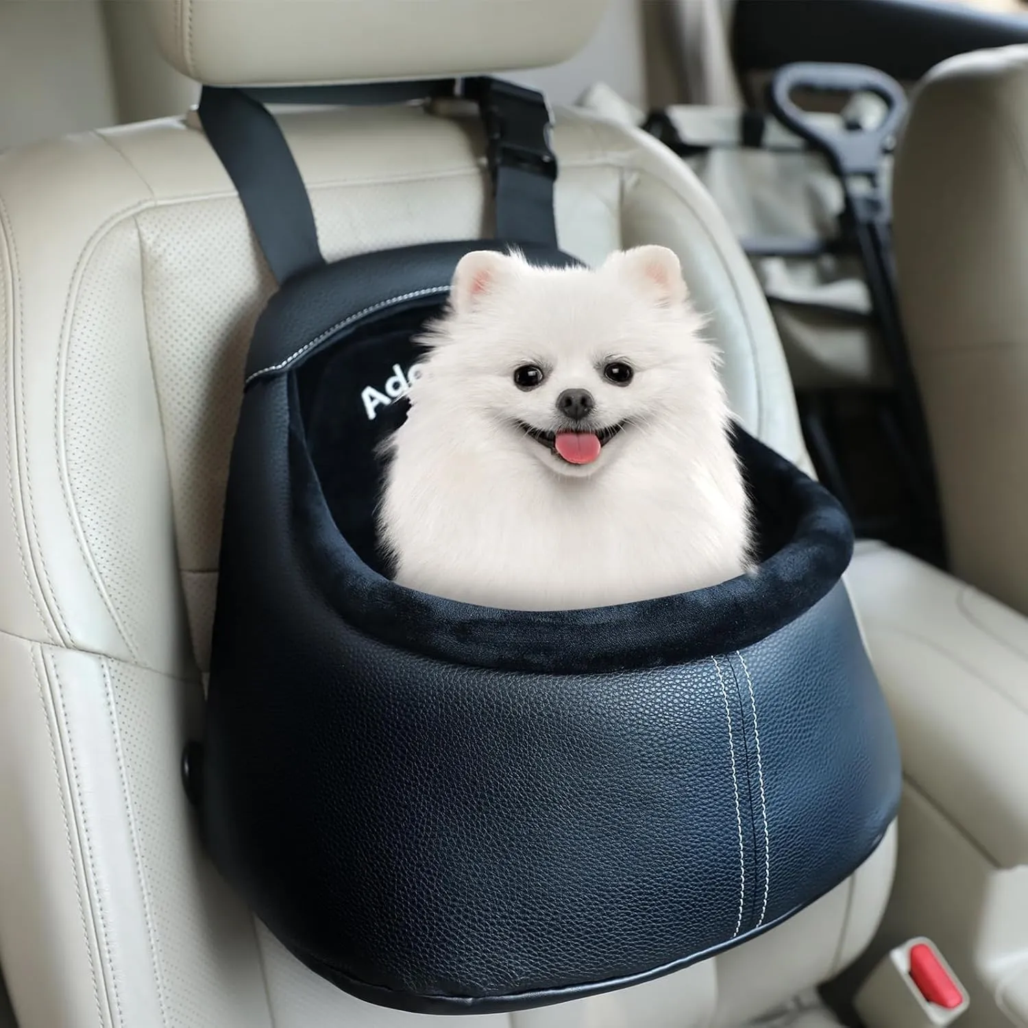 Dog Car Seats for Small Dogs, Luxury PU Leather Booster Seat for Dogs, Small Carseat, Can be Used as Dog Carrier Bag