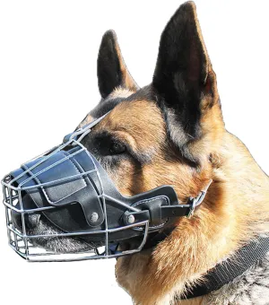 Dog Muzzle for Large Dogs, German Shepherd Muzzle with Adjustable Leather Straps and Soft Pads (M)