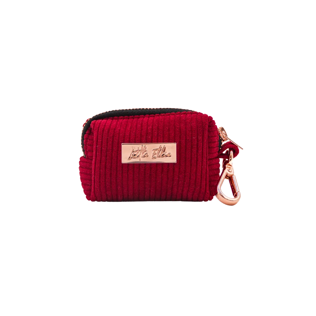 Dog Poop Bag Holder LUXE| Red Corduroy