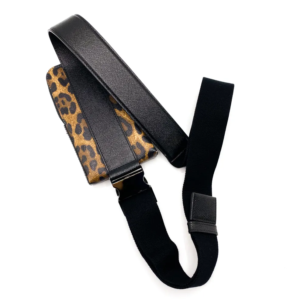 Dolce & Gabbana Leopard Print Dauphine Calfskin Smartphone Holder Crossbody Bag