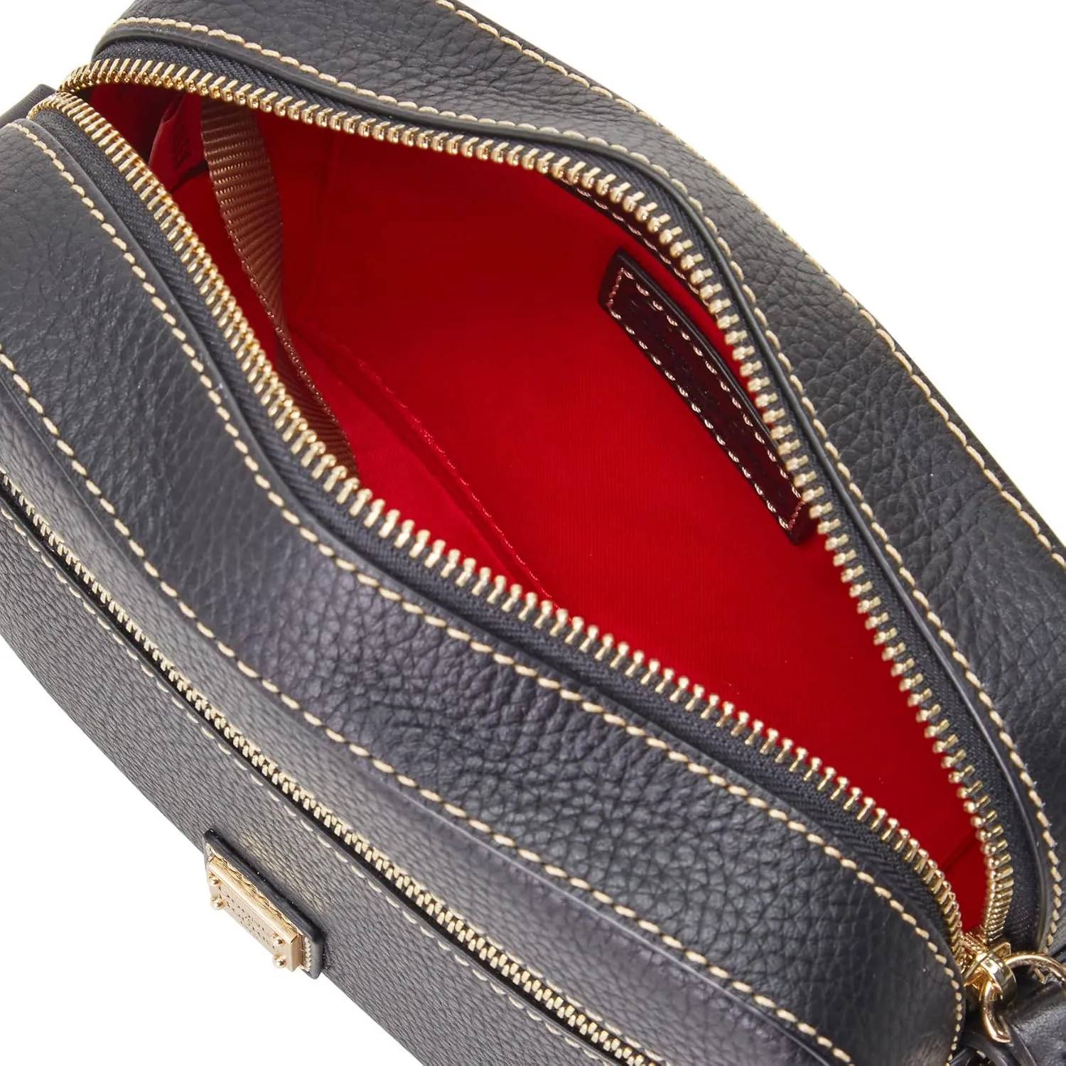 Dooney & Bourke Women's Camera Zip Crossbody in Pebble Grain Leather, Small Handbag with Adjustable Shoulder Strap
