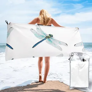 Dragonfly Print Premium Compact Microfiber Travel Towel-Featherlight & Quick Dry,Sand-Resistant Beach Towel for Swimming,Camping,Vacation Essentials with Carry Pouch