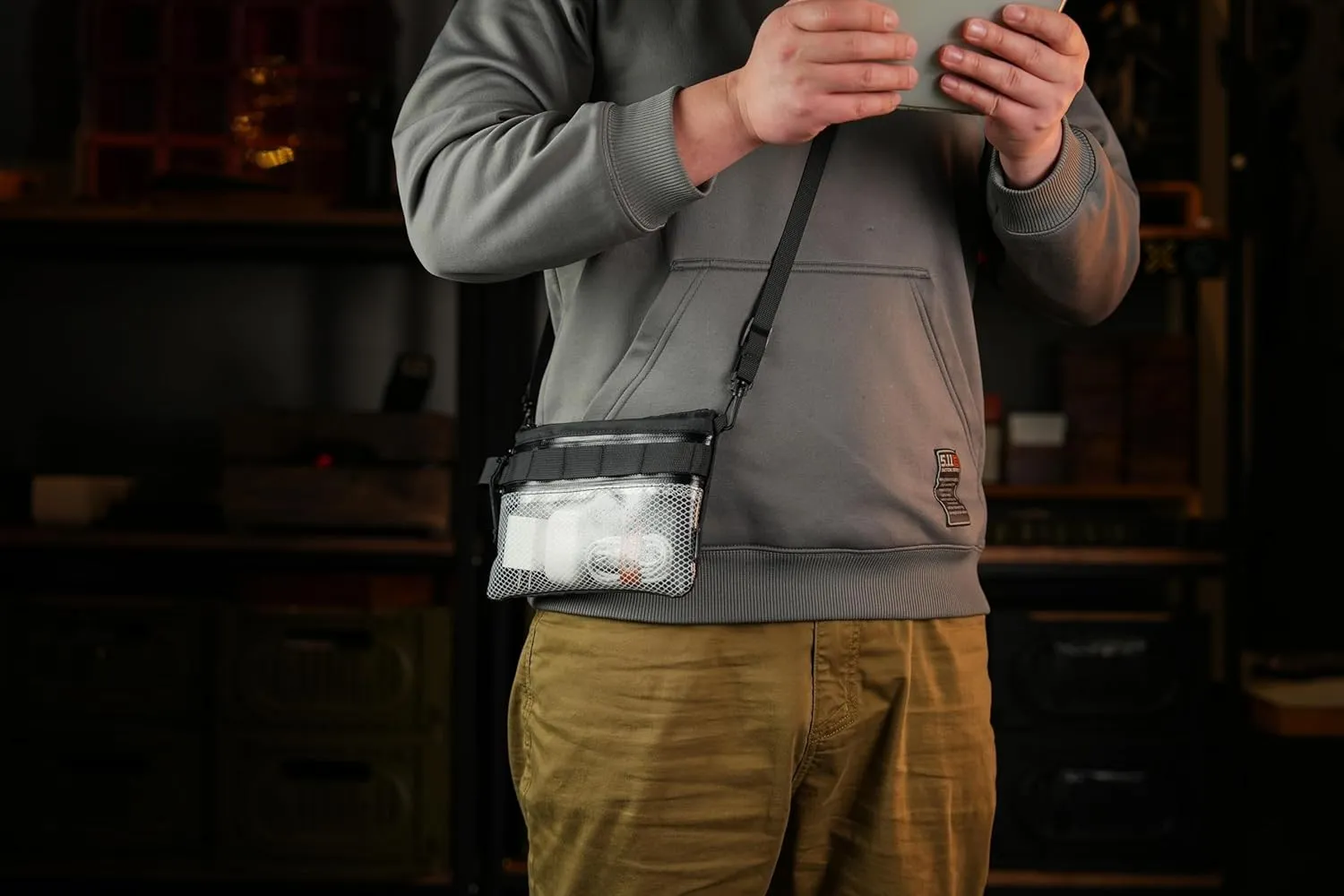 EDC Modular Carry Pouch, Waterproof Nylon Organization, Multifunctional Utility Carry Pouch, Semi-Transparent Mesh Pouch for Storing Tools, Daily Necessities
