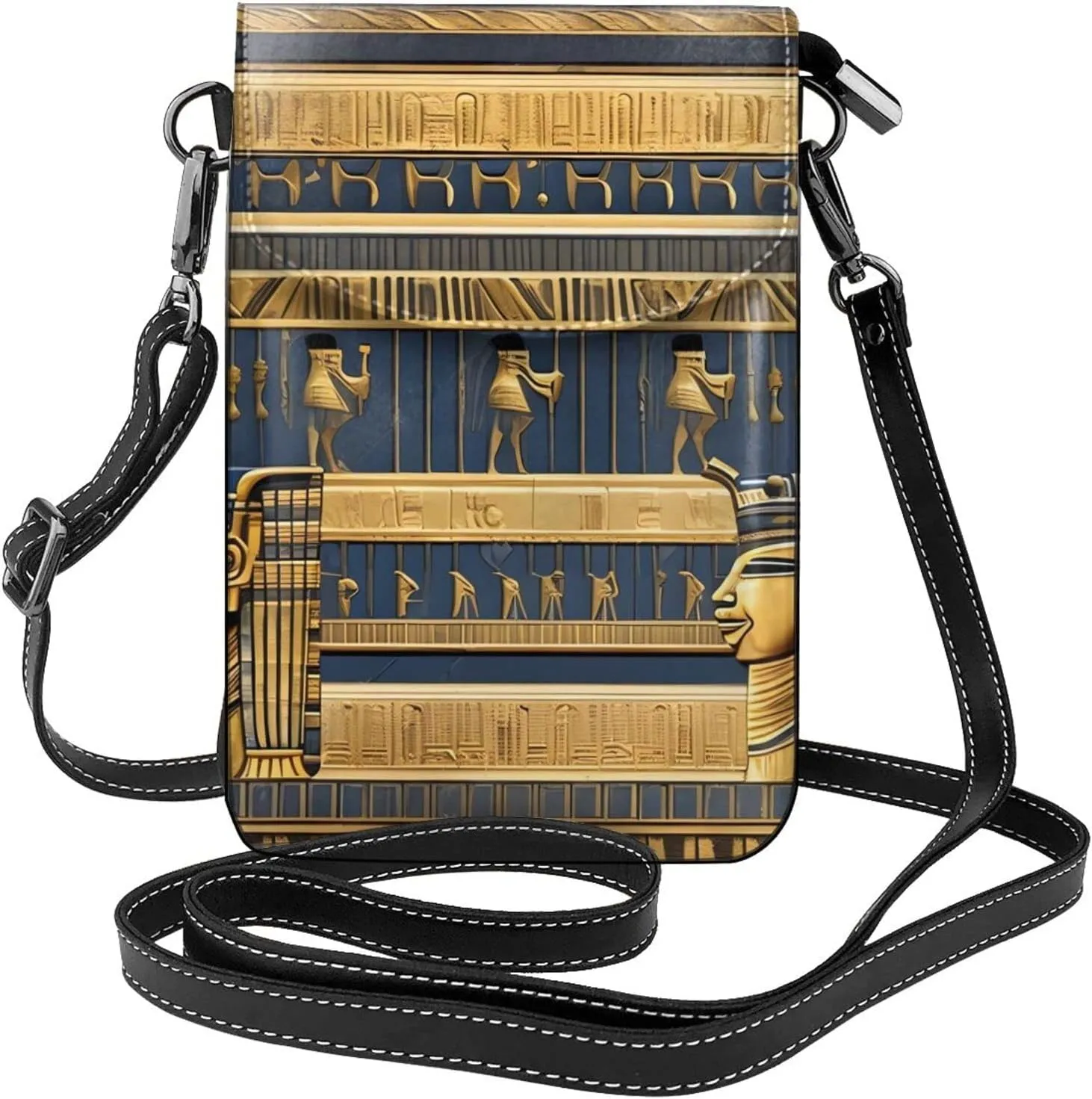 Egyptian Pharaonic Frescoes Women'S Crossbody Bag, Zipper Phone Wallet, ^Cute Purse, Shoulder Bag, Detachable Shoulder Strap