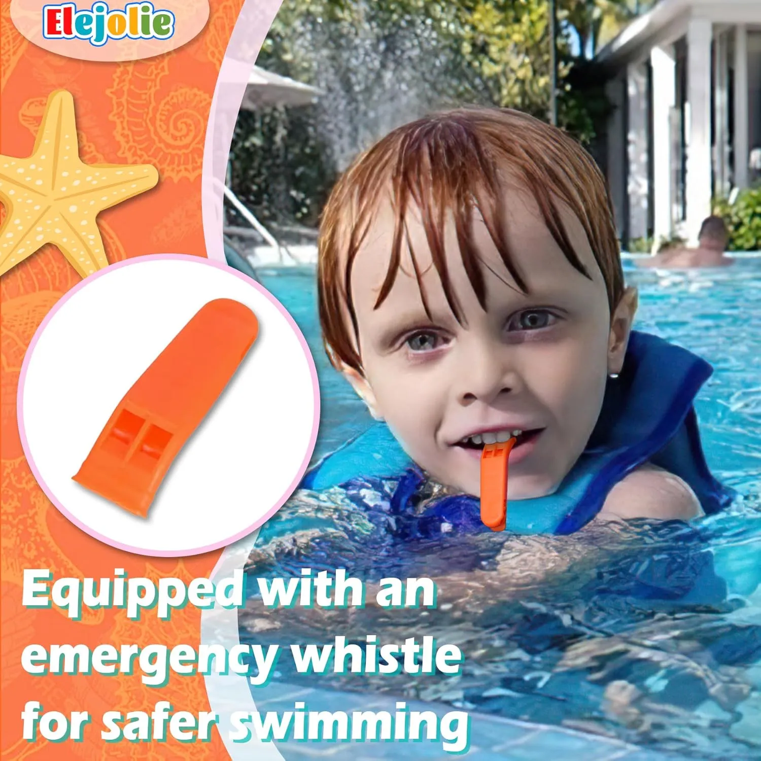 Elejolie Toddler Swim Vest for 1-9  Years, Water Safety Aid Jacket with Crotch Adjustable Belt, Floaties for 20-90 lbs, Great for Pool, Beach, Boats, Summer Vacations & Water Parks