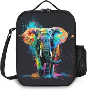 Elephant Lunch Box Insulated Lunch Bag for Women Men Reusable Large Capacity Lunchbox with Shoulder Strap Small Leakproof Cooler Food Bento Tote Bag for Work Travel Picnic