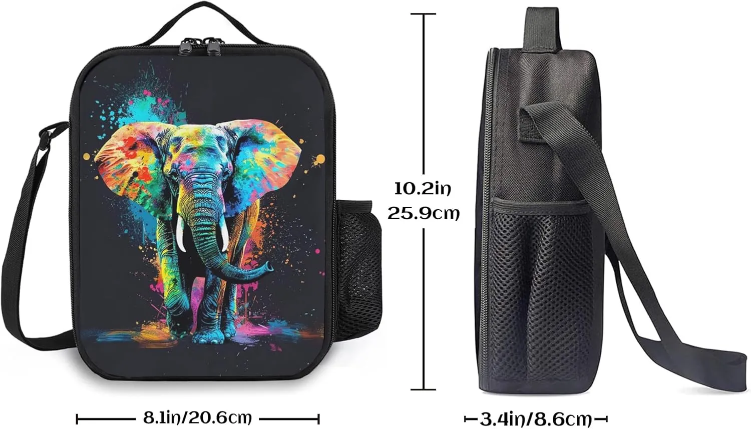 Elephant Lunch Box Insulated Lunch Bag for Women Men Reusable Large Capacity Lunchbox with Shoulder Strap Small Leakproof Cooler Food Bento Tote Bag for Work Travel Picnic