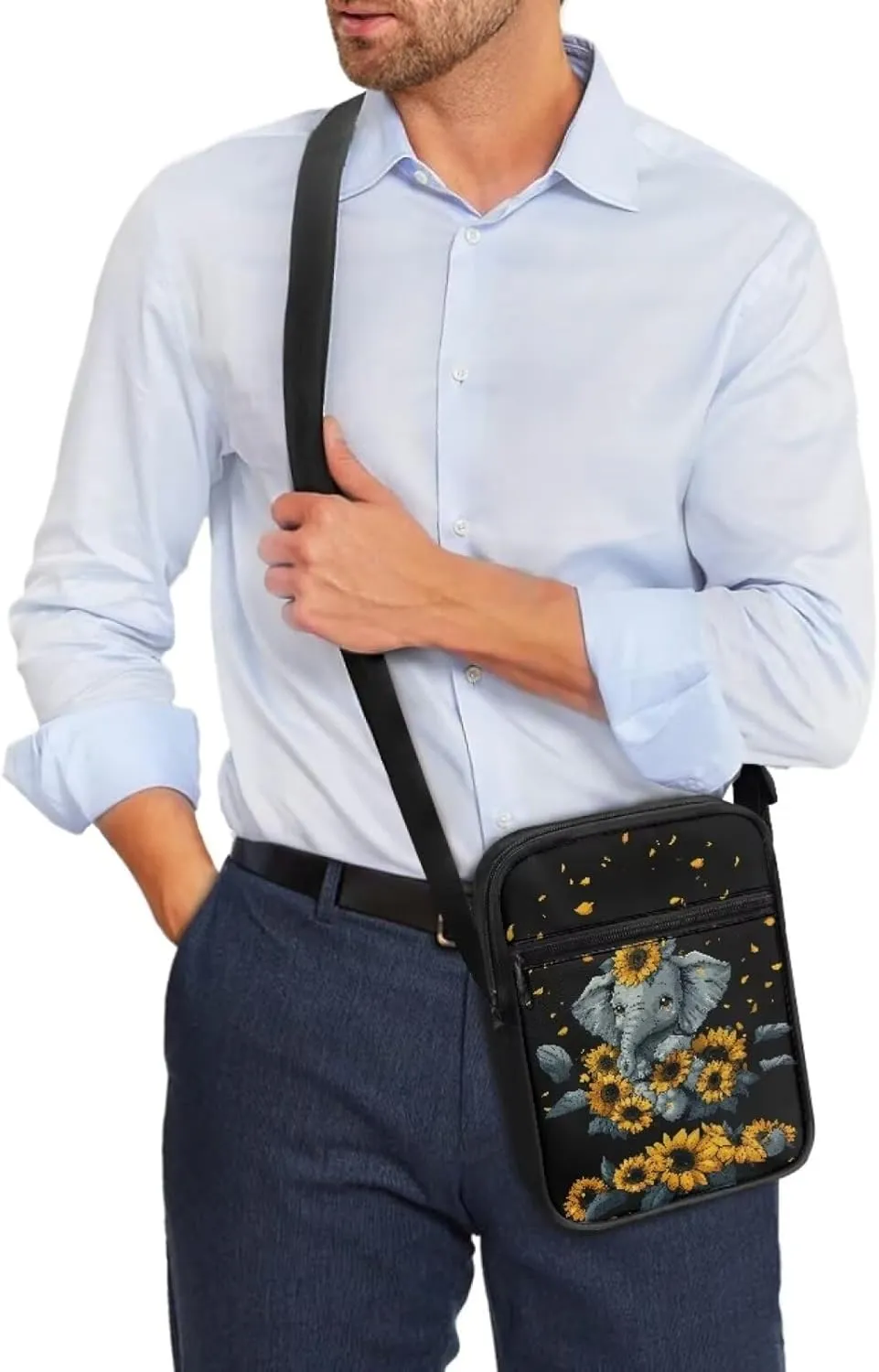 Elephant Pattern Small Crossbody Bags Zip Satchel Messenger Sling Bag for Women Men