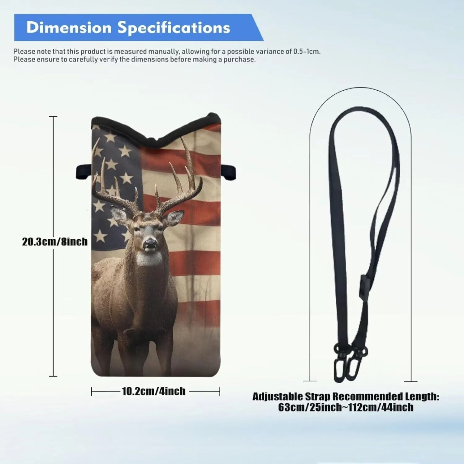 Elk American Flag Print Protective Cell Phone Sleeves for Women Men Mini Shoulder Phone Pouch Compact Soft Phone Sleeve with Adjustable Buckle Phone Bag