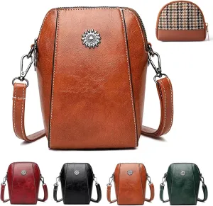 Elmyse Crossbody Bag Leather, Elmyse Crossbody Bag, Elmyse Bag, Retro All-Match Vertical Cellphone Soft Leather Bag