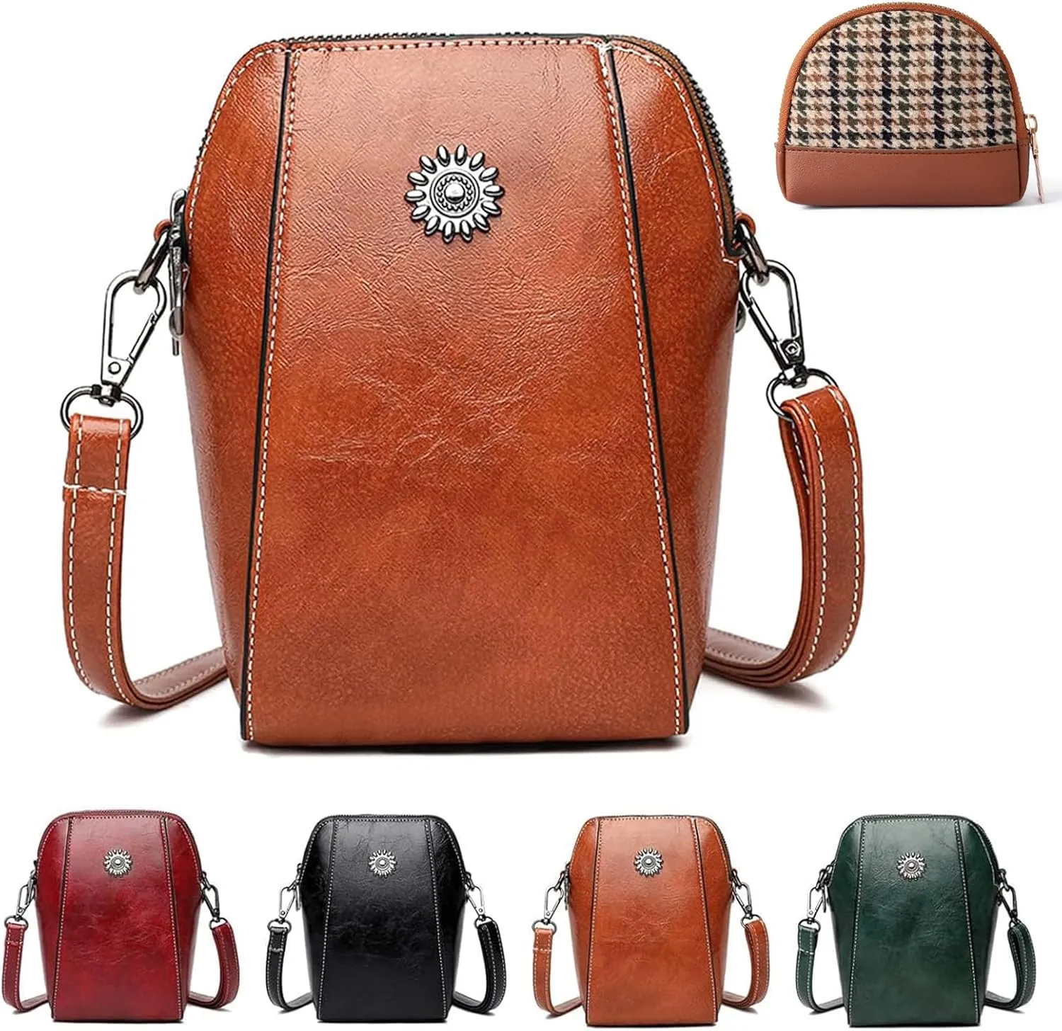 Elmyse Crossbody Bag Leather, Elmyse Crossbody Bag, Elmyse Bag, Retro All-Match Vertical Cellphone Soft Leather Bag