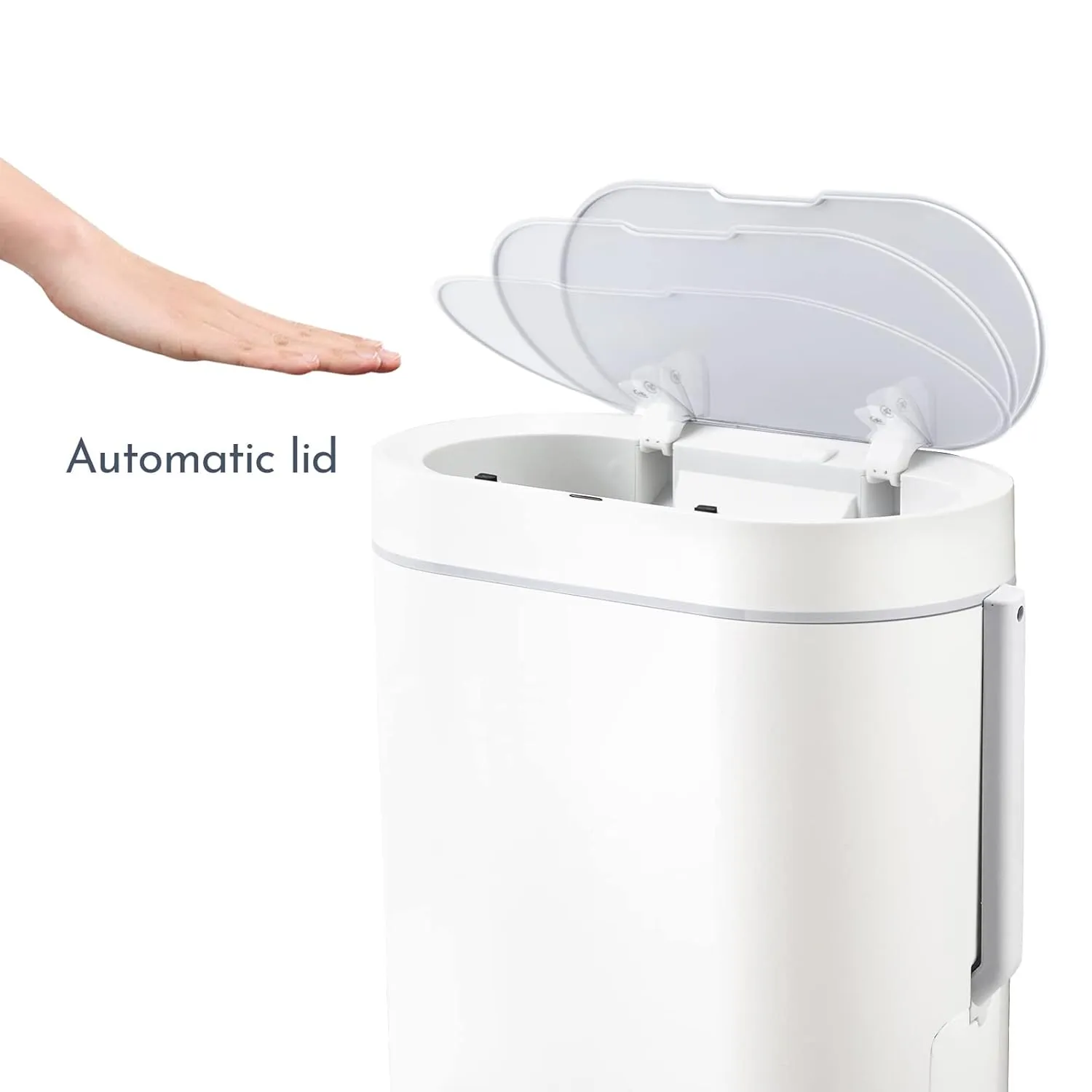 ELPHECO Bathroom Trash Can with Toilet Brush 2.5 Gallon Waterproof Trash Bin Smart Garbage can with lid Motion Sensor Waste Bin Automatic Garbage Bin for Bathroom(White)