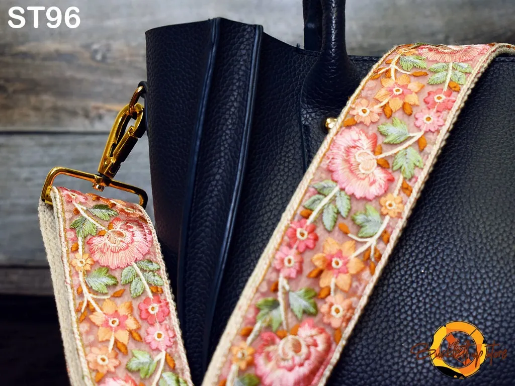 Embroidered Purse Strap Crossbody Strap for Purses Handbag Boho Bag Strap Floral Embroidery Replacement Strap Boho Guitar Strap Gift for her