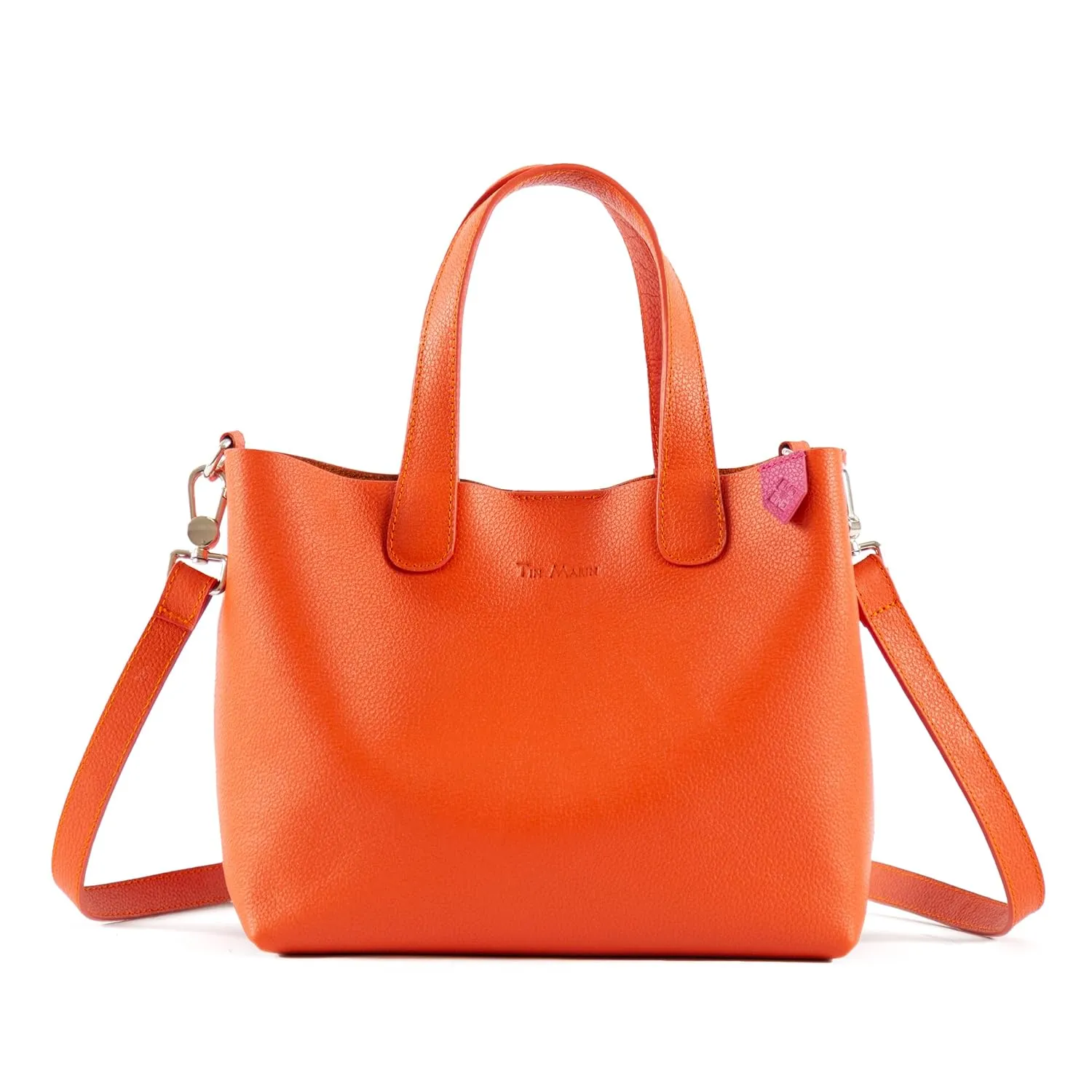 Emma Leather Crossbody - Orange, Small Crossbody Leather Bag, Orange Leather Purse, Zipper Leather Pouch, Handmade Leather Bag, Colorblock Bag