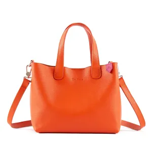 Emma Leather Crossbody - Orange, Small Crossbody Leather Bag, Orange Leather Purse, Zipper Leather Pouch, Handmade Leather Bag, Colorblock Bag