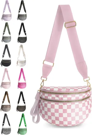 Emnafy Crossbody Bags For Women,The Roomiest Crossbody,Trendy Checkered Purse With Adjustable Strap,For Daily Travel