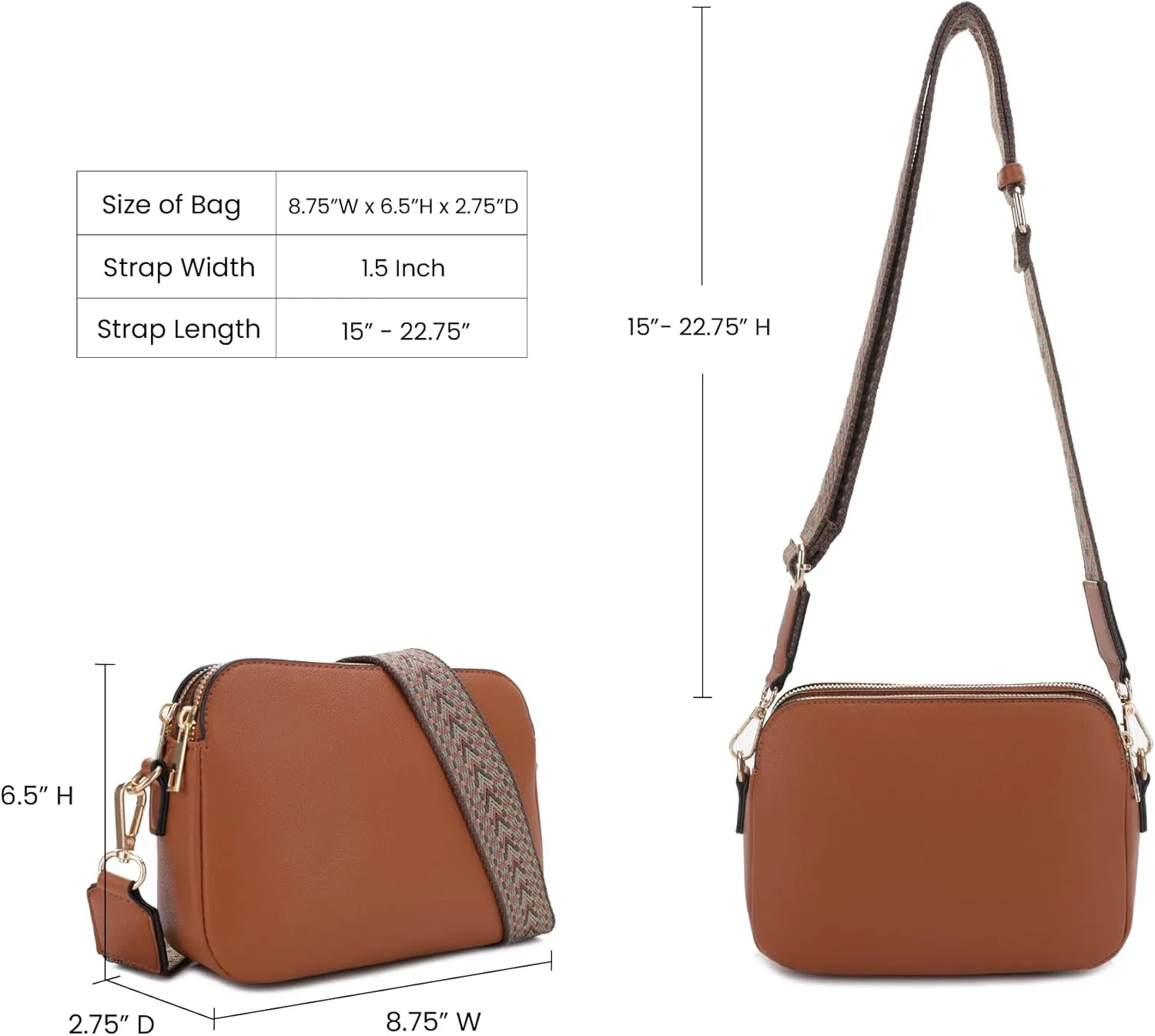 Emperia Crossbody Bag for Women Small Crossbody Camera Purses with Adjustable Webbing Shoulder Strap