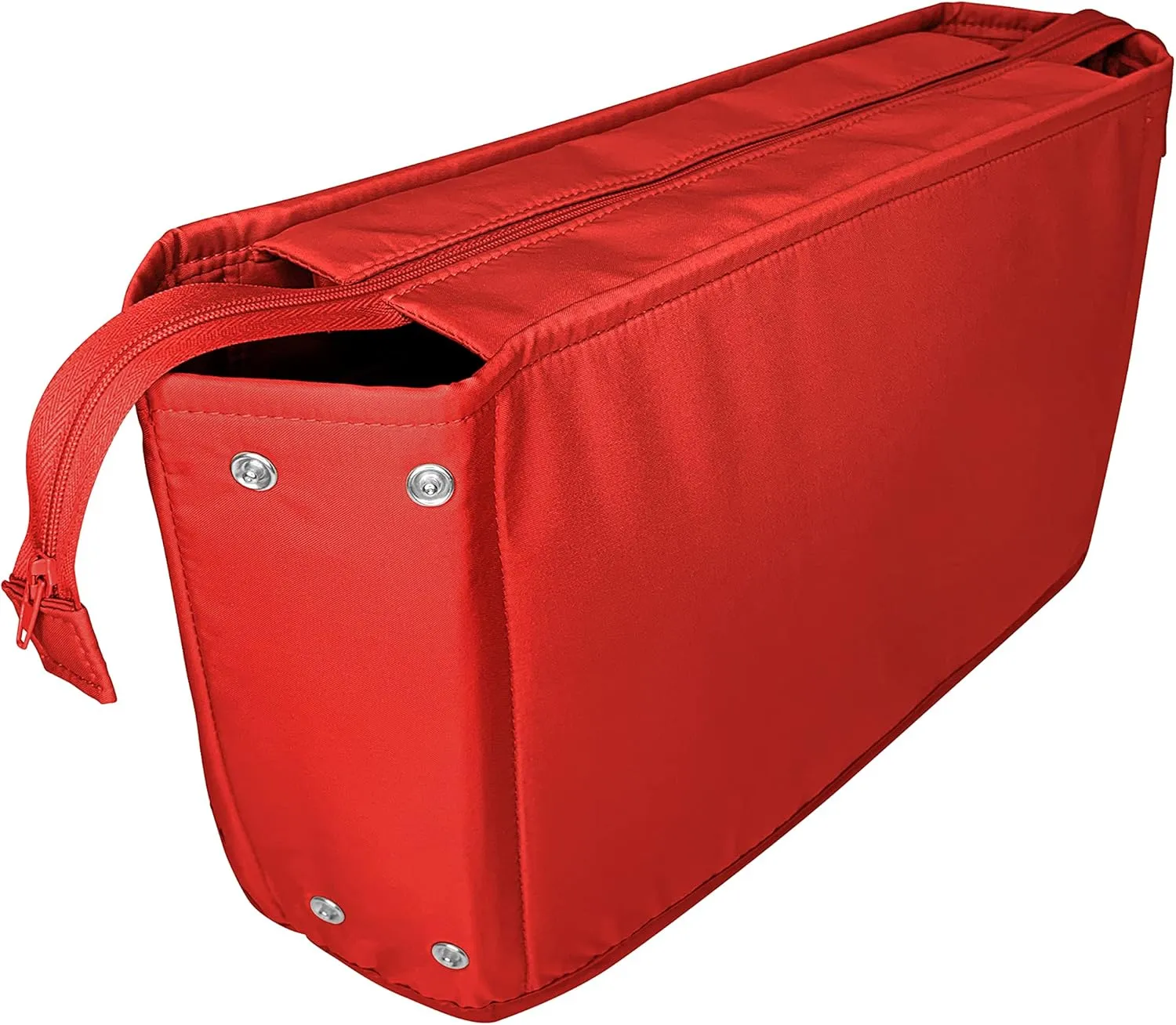Exclusive Zippered Purse Organizer Insert For Handbag, Shaper For Speedy, Neverfull, On The Go & Graceful Totes (Extra Jumbo (Short), Red)