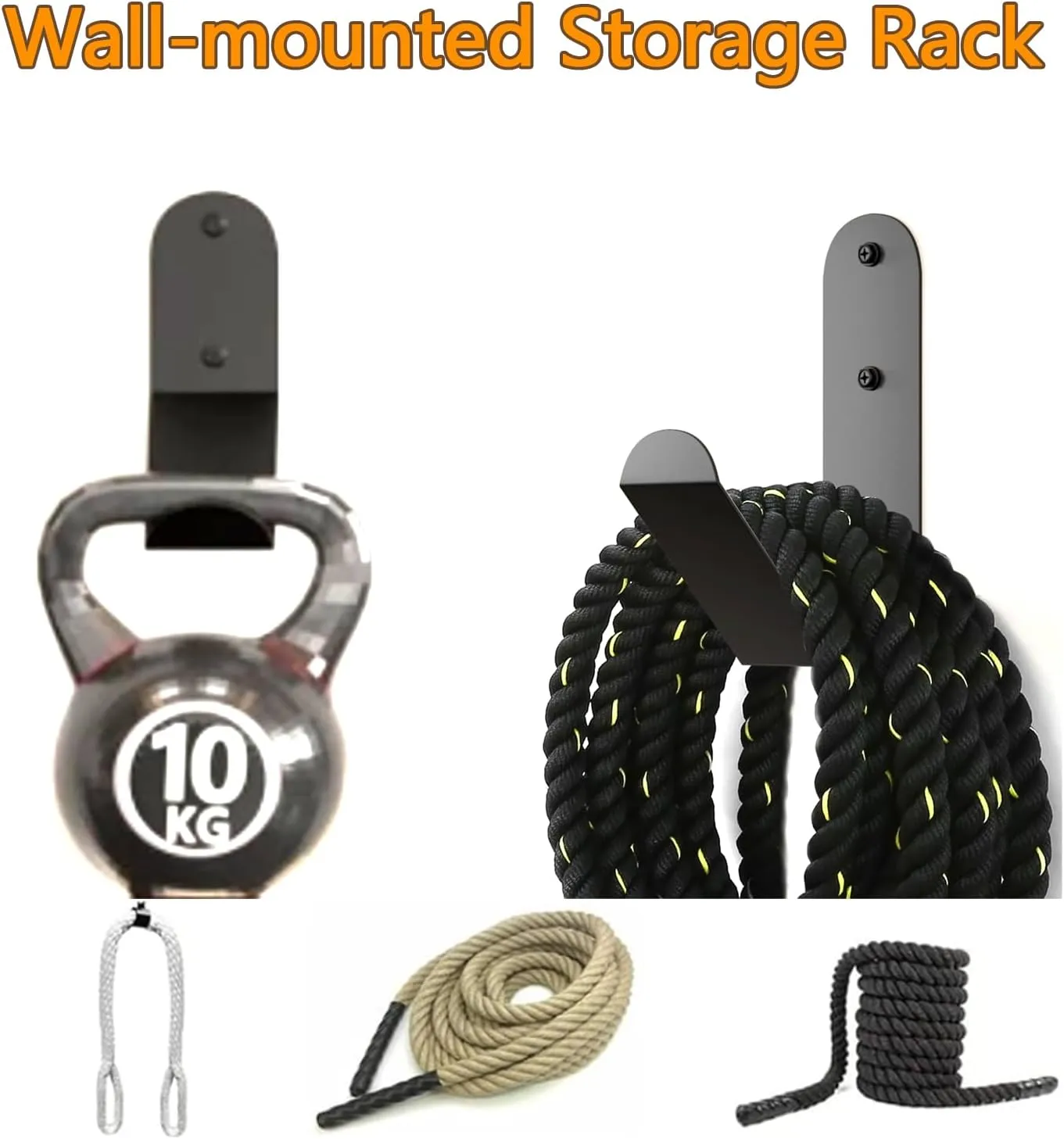 Exercise Rope Storage Hook, Battle Rope Storage Hanger Wall Mount Rope Storage Rack for Exercise Rope Battle Rope in Home Gym or Commercial Gym, Black