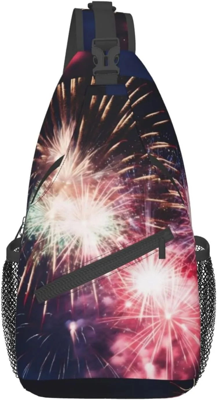 Explosion Firework Print Men'S Casual Crossbody Chest Bag - A Versatile Accessory For Everyday Use And Short Trips