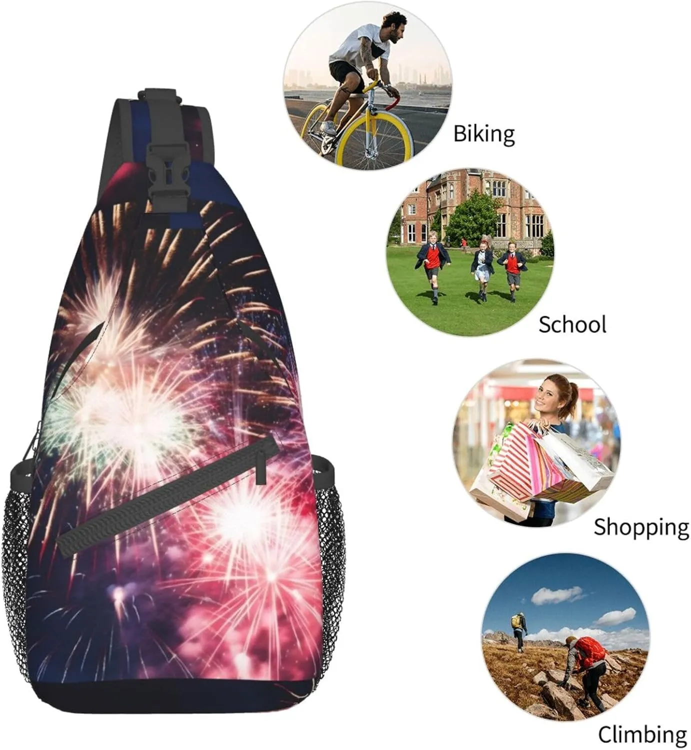 Explosion Firework Print Men'S Casual Crossbody Chest Bag - A Versatile Accessory For Everyday Use And Short Trips
