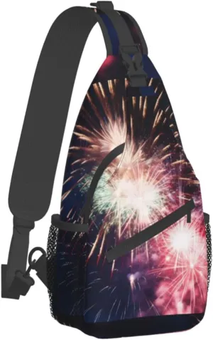 Explosion Firework Print Men'S Casual Crossbody Chest Bag - A Versatile Accessory For Everyday Use And Short Trips