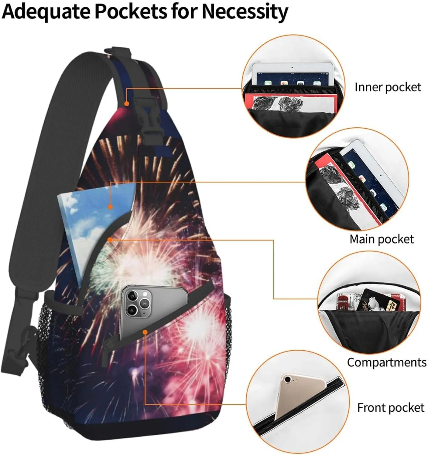 Explosion Firework Print Men'S Casual Crossbody Chest Bag - A Versatile Accessory For Everyday Use And Short Trips
