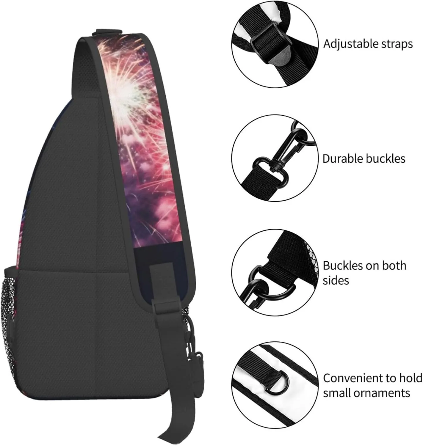 Explosion Firework Print Men'S Casual Crossbody Chest Bag - A Versatile Accessory For Everyday Use And Short Trips