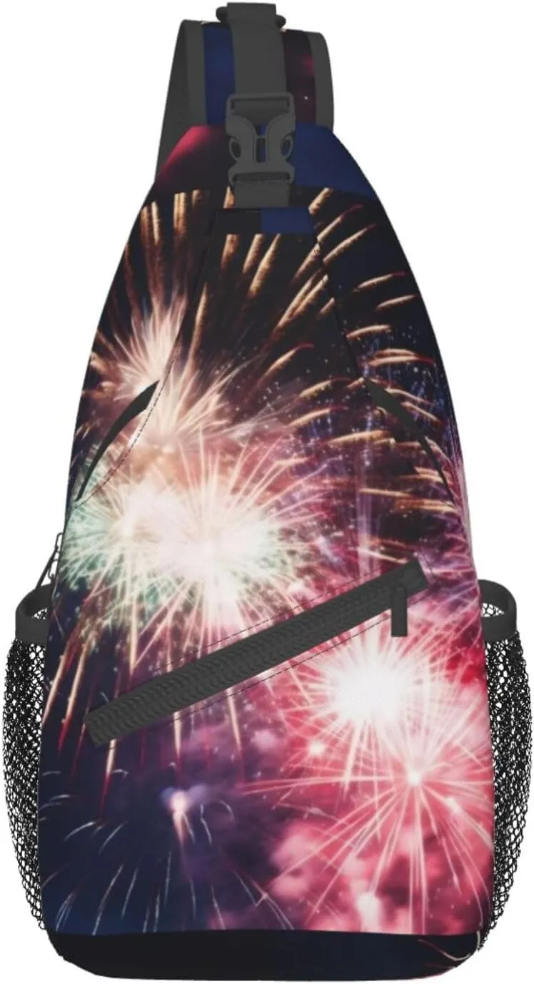 Explosion Firework Print Men'S Casual Crossbody Chest Bag - A Versatile Accessory For Everyday Use And Short Trips