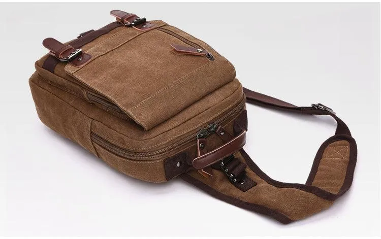 Exquisite Outdoor Canvas Crossbody Bag Travel Shoulder Bag- Khaki
