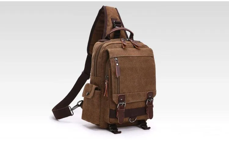 Exquisite Outdoor Canvas Crossbody Bag Travel Shoulder Bag- Khaki