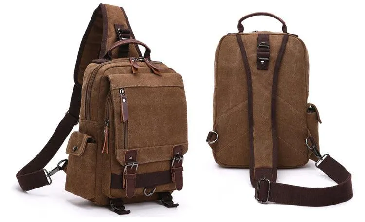 Exquisite Outdoor Canvas Crossbody Bag Travel Shoulder Bag- Khaki