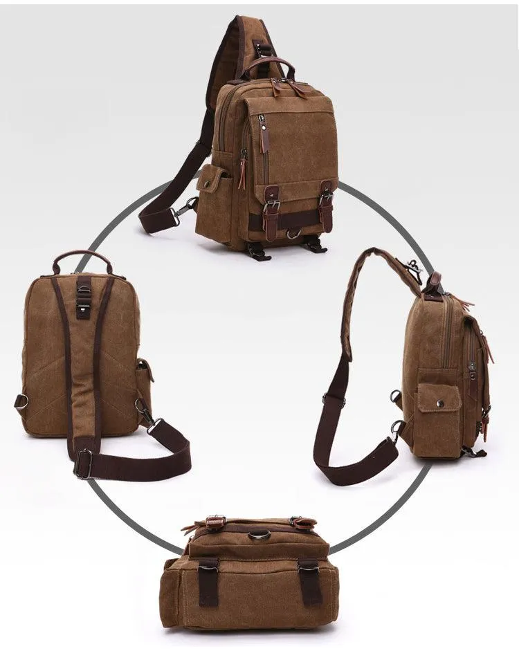 Exquisite Outdoor Canvas Crossbody Bag Travel Shoulder Bag- Khaki