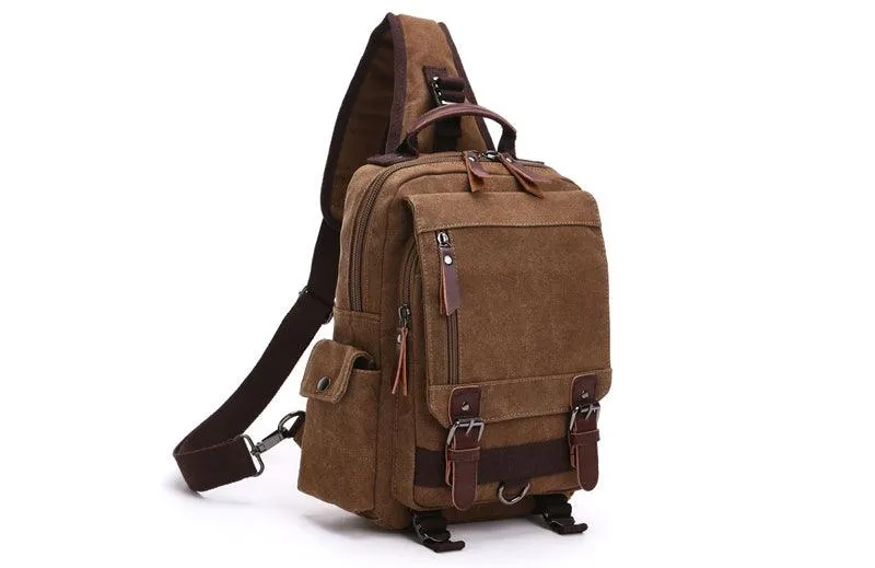 Exquisite Outdoor Canvas Crossbody Bag Travel Shoulder Bag- Khaki
