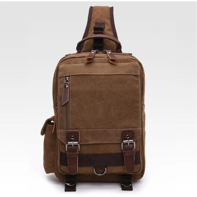 Exquisite Outdoor Canvas Crossbody Bag Travel Shoulder Bag- Khaki
