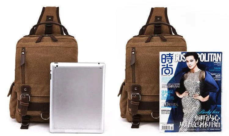 Exquisite Outdoor Canvas Crossbody Bag Travel Shoulder Bag- Khaki