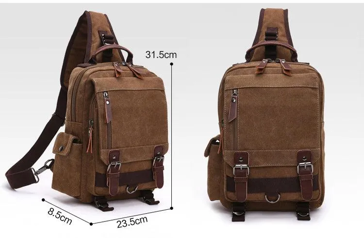 Exquisite Outdoor Canvas Crossbody Bag Travel Shoulder Bag- Khaki