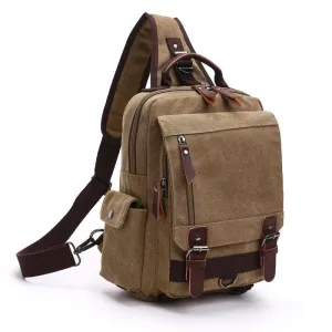 Exquisite Outdoor Canvas Crossbody Bag Travel Shoulder Bag- Khaki
