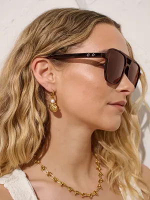 Eyelet Aviator Sunglasses in Brown