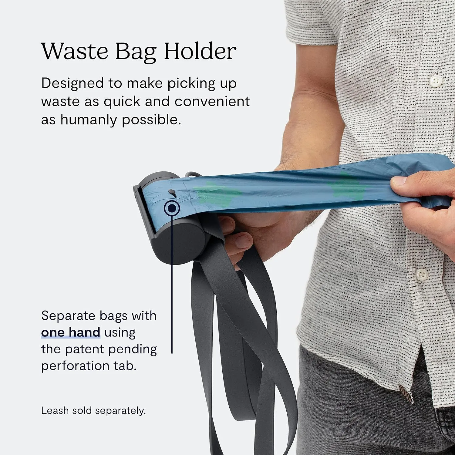 FABLE Waste Bag Holder - Poop Bag Case Made From Lightweight Silicone - Dual Attachment Points, Secure to Any Leash - Twist Off Cap & Anti-Spin Interior - Includes 3 Bag Rolls (45 Waste Bags), Black