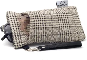 Face Shadow Double Glasses Case Soft Eyeglass Case For Women Men Squeeze Top Sunglasses Case With Cleaning Cloth